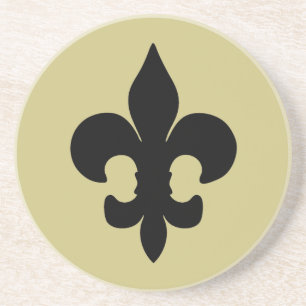 Super Black Fleur de lis coaster