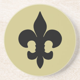Super Black Fleur de lis coaster