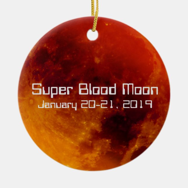 Super Blood Moon Eclipse 2019 Ceramic Tree Decoration (Front)