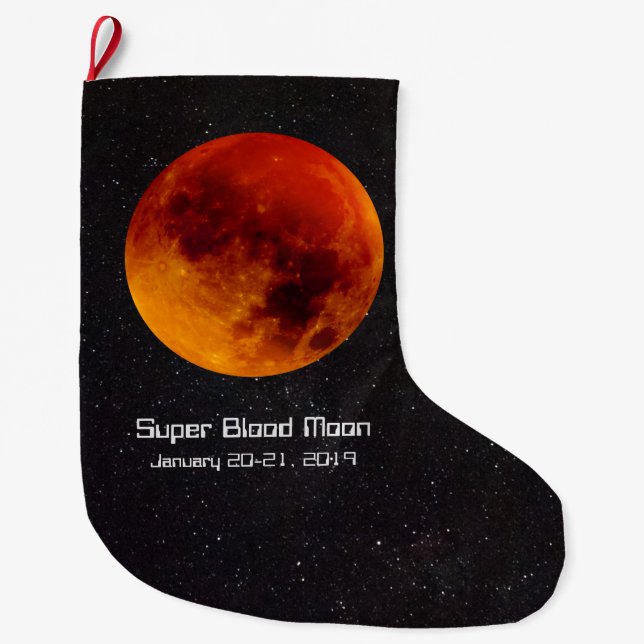 Super Blood Moon Eclipse 2019 Large Christmas Stocking (Front)