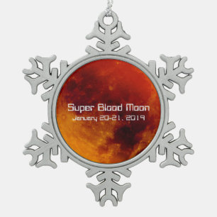 Super Blood Moon Eclipse 2019 Snowflake Pewter Christmas Ornament