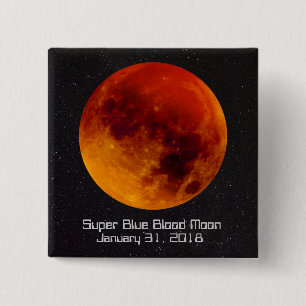 Super Blue Blood Moon 2018 15 Cm Square Badge