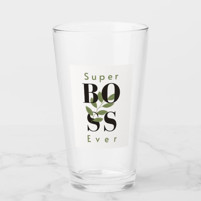 Super Boss Ever Glass Cup gift for boss (Front)