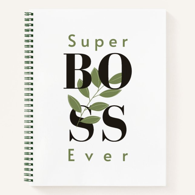 Super Boss Ever minimal style Spiral Notebook  (Front)