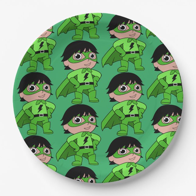 Super Boy Action Hero Paper Plate (Front)