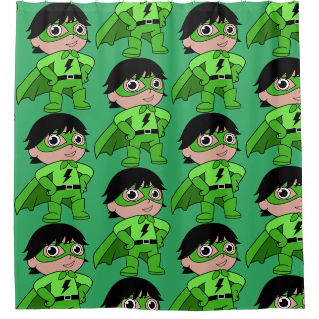 Super Boy Action Hero Shower Curtain (Front)