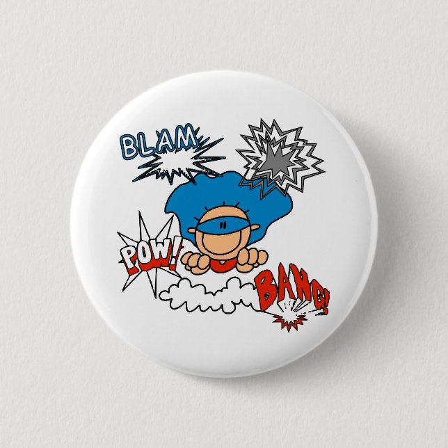 Super Boy Blam Bang Pow 6 Cm Round Badge (Front)