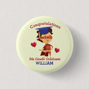 Super Boy Congrats 5th grade 3 Cm Round Badge