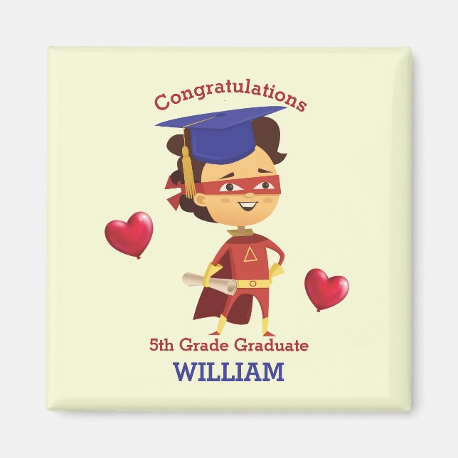 Super Boy Congrats 5th grade Magnet (Front)
