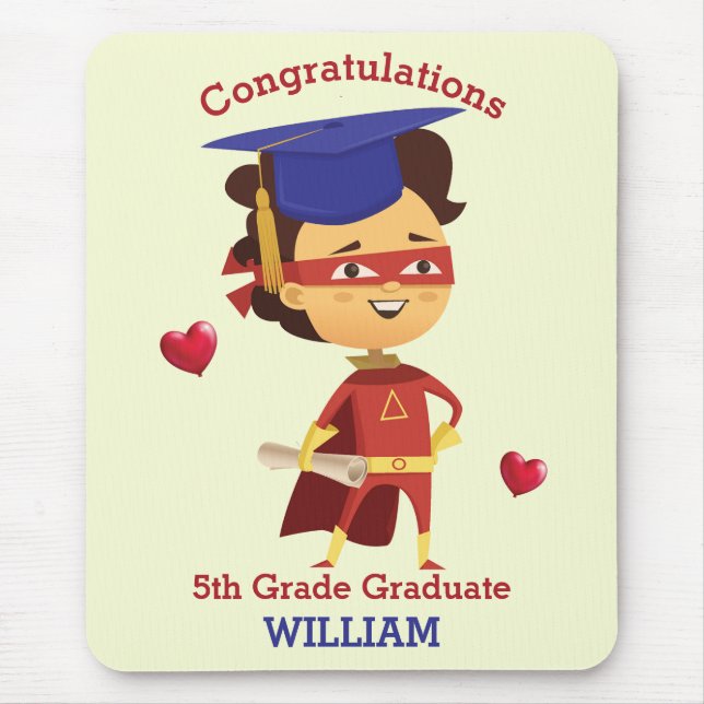 Super Boy Congrats 5th grade Mouse Mat (Front)