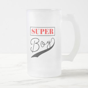 Super Boy Frosted Glass Beer Mug