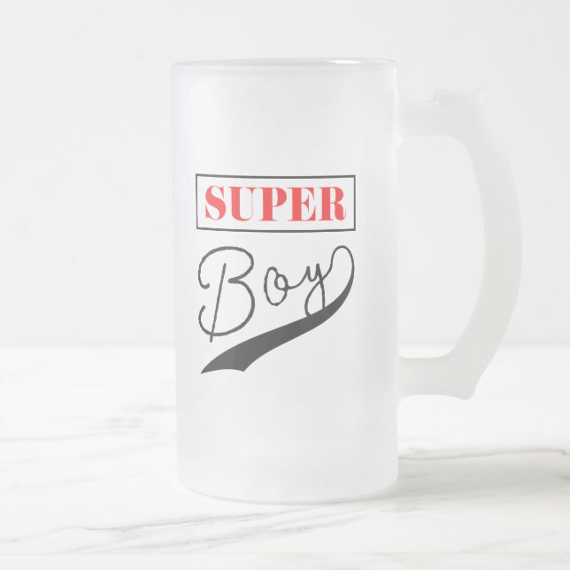 Super Boy  Frosted Glass Beer Mug (Right)