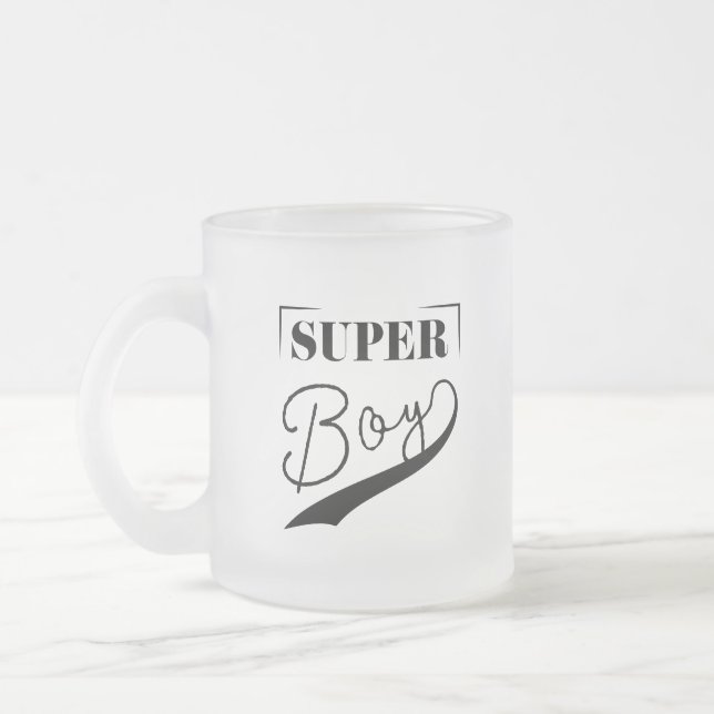 Super Boy Frosted Glass Coffee Mug (Left)