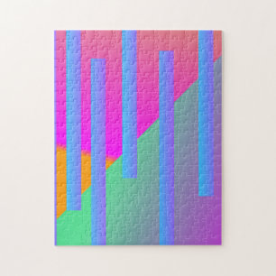 Super Bright Two Tone Geometrical Bars Jigsaw Puzzle