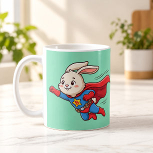 Super Bunny Hero Flying Cartoon Mug