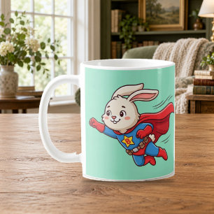 Super Bunny Hero Flying Cartoon Mug