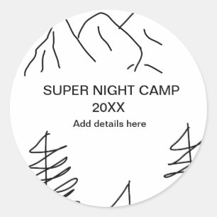 Super camp summer winter add name year travel vacc classic round sticker