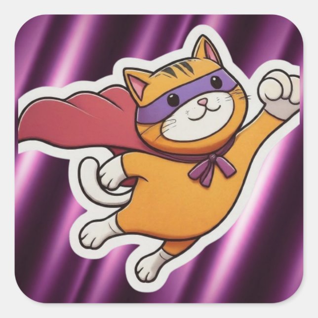 super cat square sticker (Front)
