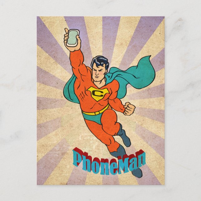 Super Cell Phone Man Postcard (Front)