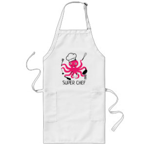 Super Chef Pink Octopus Personalise Long Apron
