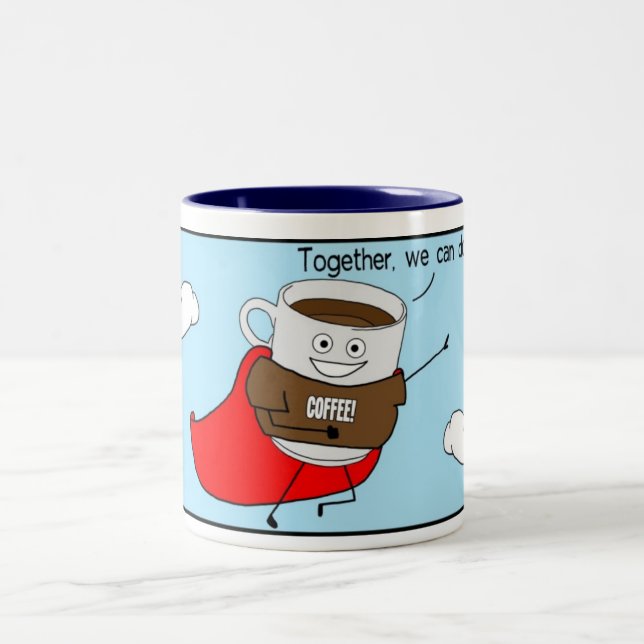 Super Coffee:  Together, we can do anything! Two-Tone Coffee Mug (Center)