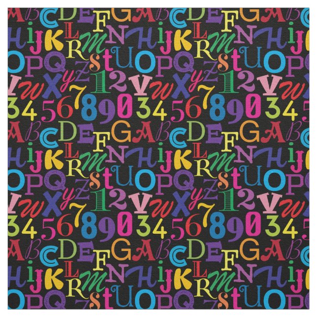 Super Colourful ABCs and 123s Fabric (Swatch)
