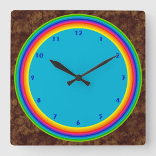 Super Colourful Rainbow Spectrum Square Wall Clock