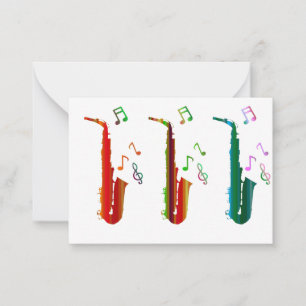 Super colourful saxophones jazz Flat Note Card