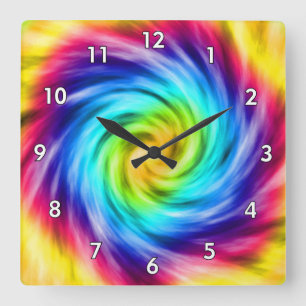 Super Colourful Whirlpool Square Wall Clock