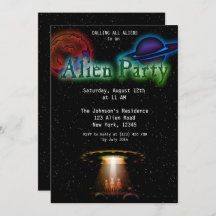 Super Cool Alien & UFO Party Invite