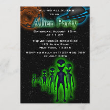 Super Cool Alien & UFO Party Invite