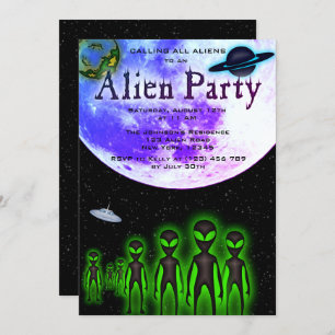 Super Cool Alien & UFO Party Invite