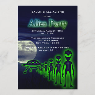 Super Cool Alien & UFO Party Invite