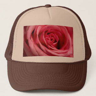 Super Cool Big Pink Rose Custom Printed Tan Brown Trucker Hat