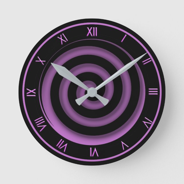 Super Cool Black and Orchid Spiral Wall Clock (Front)