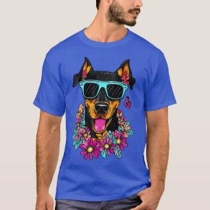 Super cool Doberman and beautiful flowers T-Shirt