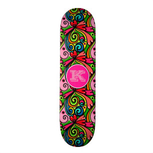 Super Cool Girly Graffiti w/Monogram Skateboard