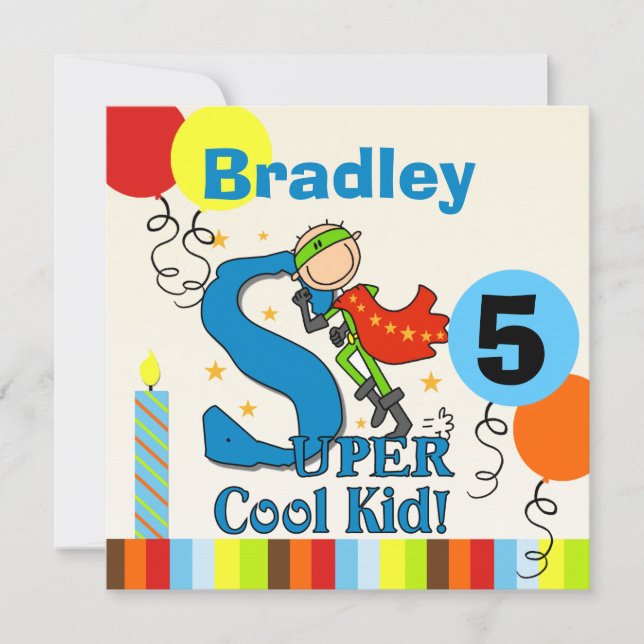 Super Cool Kid Customised Birthday Invites (Front)