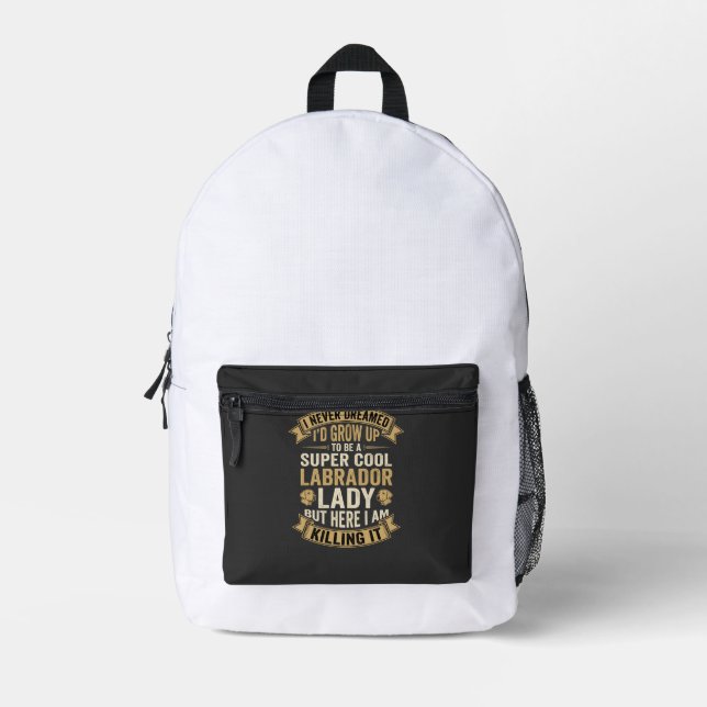 Super Cool Labrador Lady Dog Lover Printed Backpack (Front)