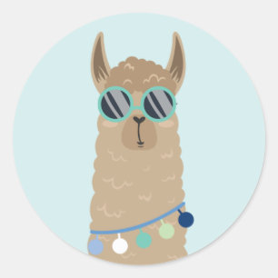 Super Cool Llama Classic Round Sticker