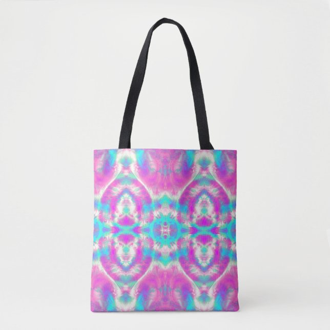 SUPER COOL Pink and Blue Abstract Pattern Tote Bag (Front)
