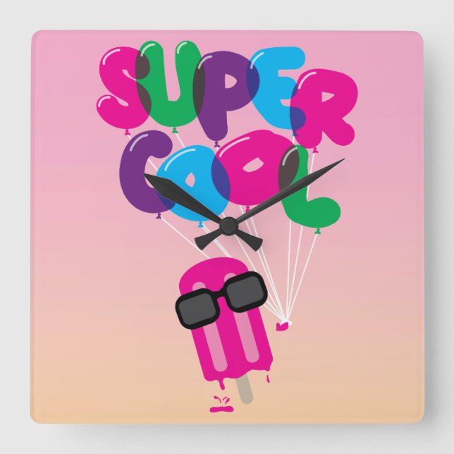 Super Cool Square Wall Clock (Front)