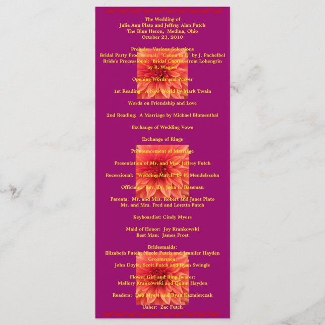 Super Cool Wedding program Programme (Front)