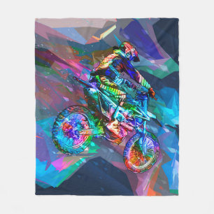 Super Crayon Coloured Dirt Bike Downhill Fleece Blanket
