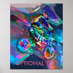 Super Crayon Coloured Dirt Bike Downhill Poster