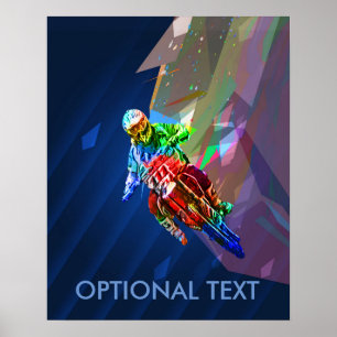Super Crayon Coloured Dirt Bike Leaning Into Curve Poster