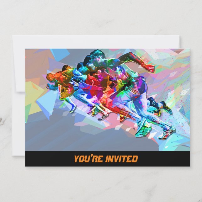 Super Crayon Coloured Sprinters Invitation (Front)