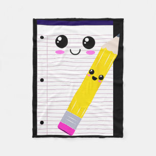 Super Cute And Fun Writing Pad And Pencil Kawaii C Fleece Blanket