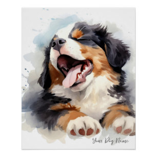 Super cute angel sleeping puppy Bernese Mountain Poster