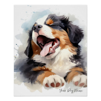 Super cute angel sleeping puppy Bernese Mountain Poster